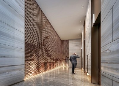 现代酒店电梯厅3D模型下载